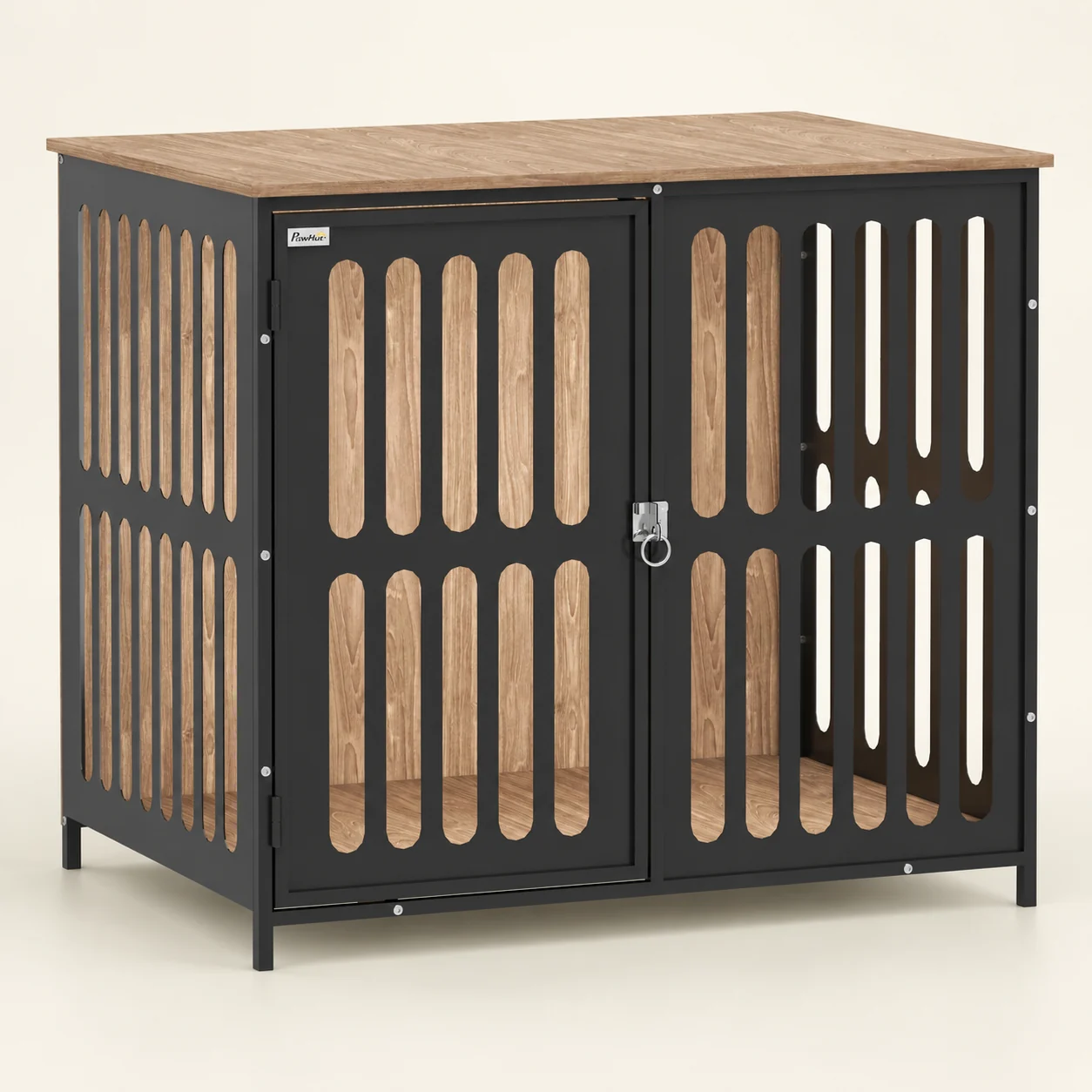 PawHut Compact mesh crate · Walnut